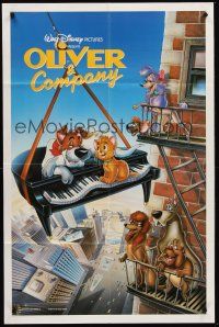 1a667 OLIVER & COMPANY int'l 1sh '89 great art of Walt Disney cats & dogs in New York City!