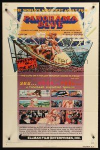 1a683 PANORAMA BLUE 1sh '73 John Holmes, Uschi Digard, sexy rollercoaster art by Chet Catterman!