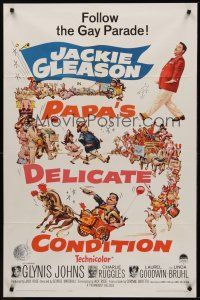 1a684 PAPA'S DELICATE CONDITION 1sh '63 Jackie Gleason, follow the gay parade, great wacky artwork!