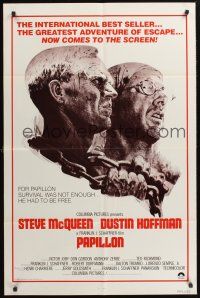 1a685 PAPILLON 1sh R80 great art of prisoners Steve McQueen & Dustin Hoffman!
