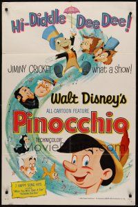 1a699 PINOCCHIO 1sh R62 Disney classic fantasy cartoon about a wooden boy who wants to be real!