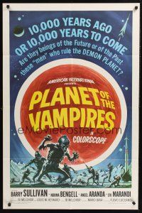 1a703 PLANET OF THE VAMPIRES 1sh '65 Mario Bava, beings of the future who rule the demon planet!