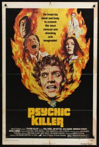 1a717 PSYCHIC KILLER 1sh '75 he freed his mind & body to commit the most sensual & shocking acts!