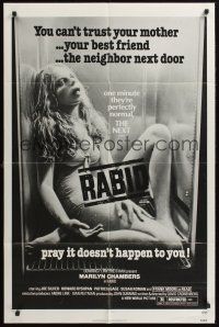 1a718 RABID 1sh '77 gruesome image of girl dead in refrigerator, David Cronenberg directed!