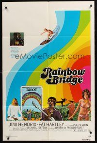 1a725 RAINBOW BRIDGE 1sh '72 Jimi Hendrix, wild psychedelic surfing & tarot card image!