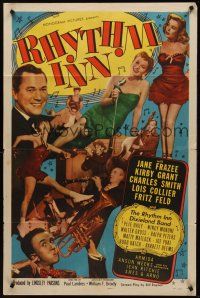1a744 RHYTHM INN 1sh '51 Jane Frazee, Kirby Grant, The Rhythm Inn Dixieland Band, sexy showgirls!