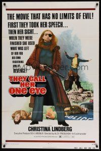 1a892 THEY CALL HER ONE EYE 1sh '74 wild cult classic, Christina Lindberg in the title role!