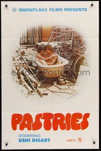 1a918 TOUCH OF SWEDEN 1sh '71 Uschi Digard in bathtub with guy in junkyard, Pastries!