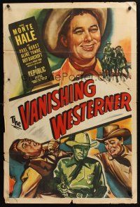 1a945 VANISHING WESTERNER 1sh '50 great artwork images of cowboy Monte Hale!