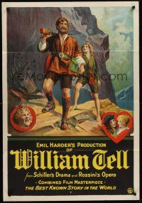 1a986 WILLIAM TELL 1sh '25 stone litho art of Felix Orelli in title role in silent!
