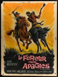 1b011 APACHE RIFLES French 1p '64 different Boris Grinsson artwork of cowboy Audie Murphy!