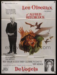 1b018 BIRDS CinePoster REPRO French/Belgian 1p '70s Hitchcock, art of Tippi Hedren attacked by birds