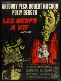 1b023 CAPE FEAR French 1p '62 Gregory Peck, Robert Mitchum, classic film noir, different art!