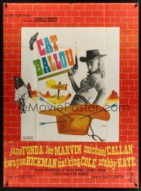 1b025 CAT BALLOU French 1p '65 different art of classic sexy cowgirl Jane Fonda by Siry!