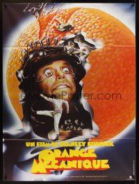 1b028 CLOCKWORK ORANGE French 1p R82 Stanley Kubrick classic, best art of Malcolm McDowell!