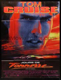1b034 DAYS OF THUNDER French 1p '90 super close image of angry NASCAR race car driver Tom Cruise!