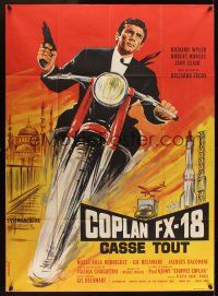 1b051 EXTERMINATORS French 1p '65 cool artwork of French cycle spy Richard Wyler by Xarrie!