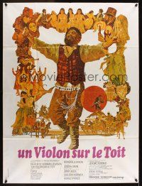 1b054 FIDDLER ON THE ROOF French 1p '71 cool artwork of Topol & cast by Ted CoConis!