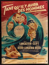 1b061 FROM HERE TO ETERNITY style A French 1p R50s classic art of Burt Lancaster & Deborah Kerr!