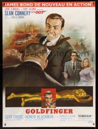 1b062 GOLDFINGER French 1p R70s three great images of Sean Connery as James Bond 007, Mascii art!