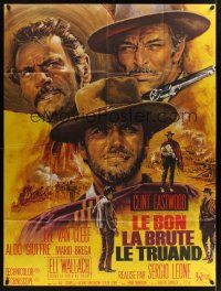 1b063 GOOD, THE BAD & THE UGLY French 1p R70s Clint Eastwood, Lee Van Cleef, Leone, Mascii art!