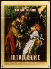 1b085 INTOLERANCE French 1p R96 D.W. Griffith classic, art borrowed from 1916 U.S. one-sheet!