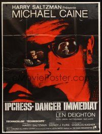 1b086 IPCRESS FILE French 1p '65 Michael Caine close up on telephone wearing mirrored glasses!