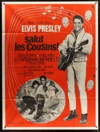 1b088 KISSIN' COUSINS French 1p '64 different artwork of Elvis Presley with guitar & girls by Guys