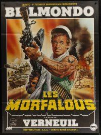 1b097 LES MORFALOUS advance French 1p '84 Renato Casaro artwork of Jean-Paul Belmondo with huge gun!