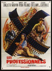 1b139 PROFESSIONALS French 1p R70s Mascii art of Lancaster, Lee Marvin & sexy Claudia Cardinale!