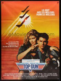 1b169 TOP GUN French 1p R89 great image of Tom Cruise & Kelly McGillis, Navy fighter jets!