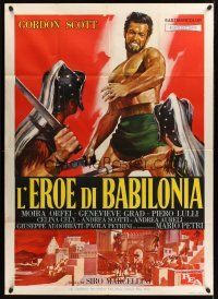 1b193 BEAST OF BABYLON AGAINST THE SON OF HERCULES Italian 1p '63 art of strongman Gordon Scott!