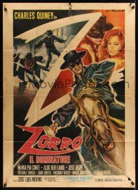 1b270 LA ULTIMA AVENTURA DEL ZORRO Italian 1p '69 cool art of the masked hero by Ezio Tarantelli!