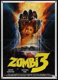 1b353 ZOMBI 3 Italian 1p '87 directed by Lucio Fulci, cool demons-in-hand horror artwork!