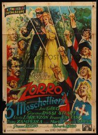 1b354 ZORRO & THE 3 MUSKETEERS Italian 1p '64 cool artwork of the classic swashbucklers together!