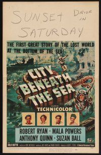 1b457 CITY BENEATH THE SEA WC '53 Budd Boetticher, cool art of deep sea divers by Reynold Brown!