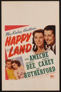 1b500 HAPPY LAND WC '43 Don Ameche's son dies in WWII, a ghost shows him why it was worth while!