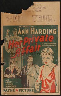 1b507 HER PRIVATE AFFAIR WC '29 artwork of sexy Ann Harding in courtroom charged with adultery!