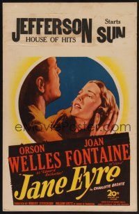 1b519 JANE EYRE WC '44 art of Orson Welles as Edward Rochester holding sad Joan Fontaine as Jane!