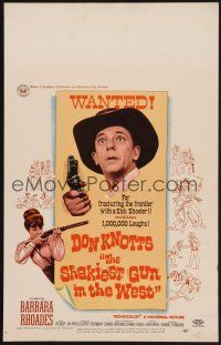 1b583 SHAKIEST GUN IN THE WEST WC '68 Barbara Rhoades with rifle, Don Knotts on wanted poster!