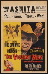 1b614 VIOLENT MEN WC '54 cool Glenn Ford, Barbara Stanwyck, Edward G. Robinson, different image!