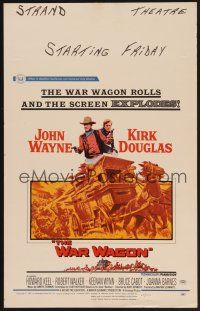 1b617 WAR WAGON WC '67 cowboys John Wayne & Kirk Douglas, western armored stagecoach artwork!