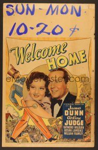 1b619 WELCOME HOME WC '35 art of James Dunn & Arline Judge inside bass drum in parade!