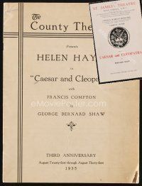 1c009 LOT OF 2 CAESAR & CLEOPATRA ENGLISH PROGRAMS '35-51 Olivier/Leigh, Hayes/Compton
