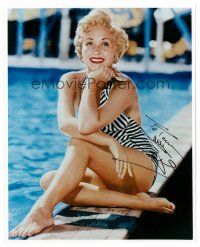 1c297 JANE POWELL signed color 8x10 REPRO still '90s sexy portrait in bikini by swimming pool!