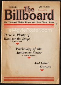 1c068 BILLBOARD exhibitor magazine July 5th, 1930 filled with information about then-current acts!