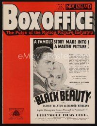 1c069 BOX OFFICE New England exhibitor magazine May 25, 1933 Esther Ralston in Black Beauty