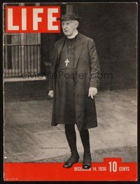 1c085 LIFE MAGAZINE magazine December 14, 1936 the Archbishop of Canterbury!
