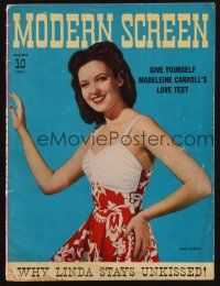 1c093 MODERN SCREEN magazine December 1941portrait of sexy Linda Darnell, why she stays unkissed!