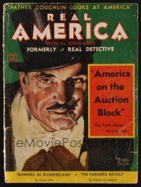 1c104 REAL AMERICA magazine May 1933 artwork of creepy rich guy in top hat by H. Forsgren!